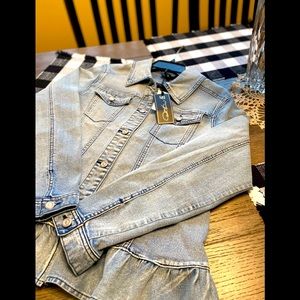 •NWT Stein Mart Denim Jacket With Ruffle Edge